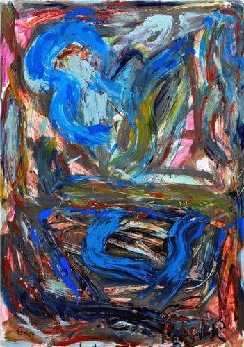 Mavi Vals – Karton Üzerine Yağlıboya ve Akrilik Tuvale Marufle, 1989