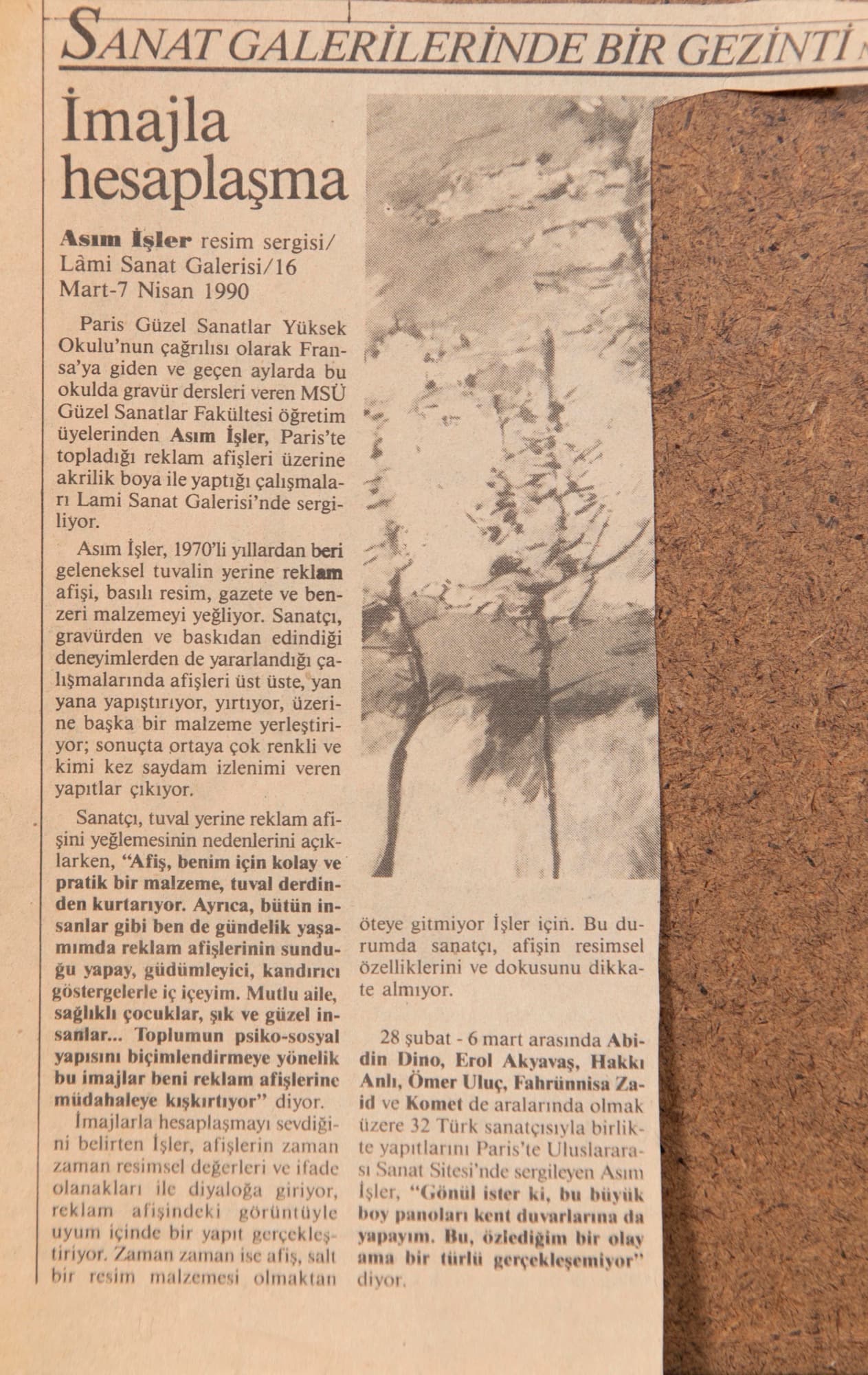 "İmajla Hesaplaşma", Cumhuriyet, 1990