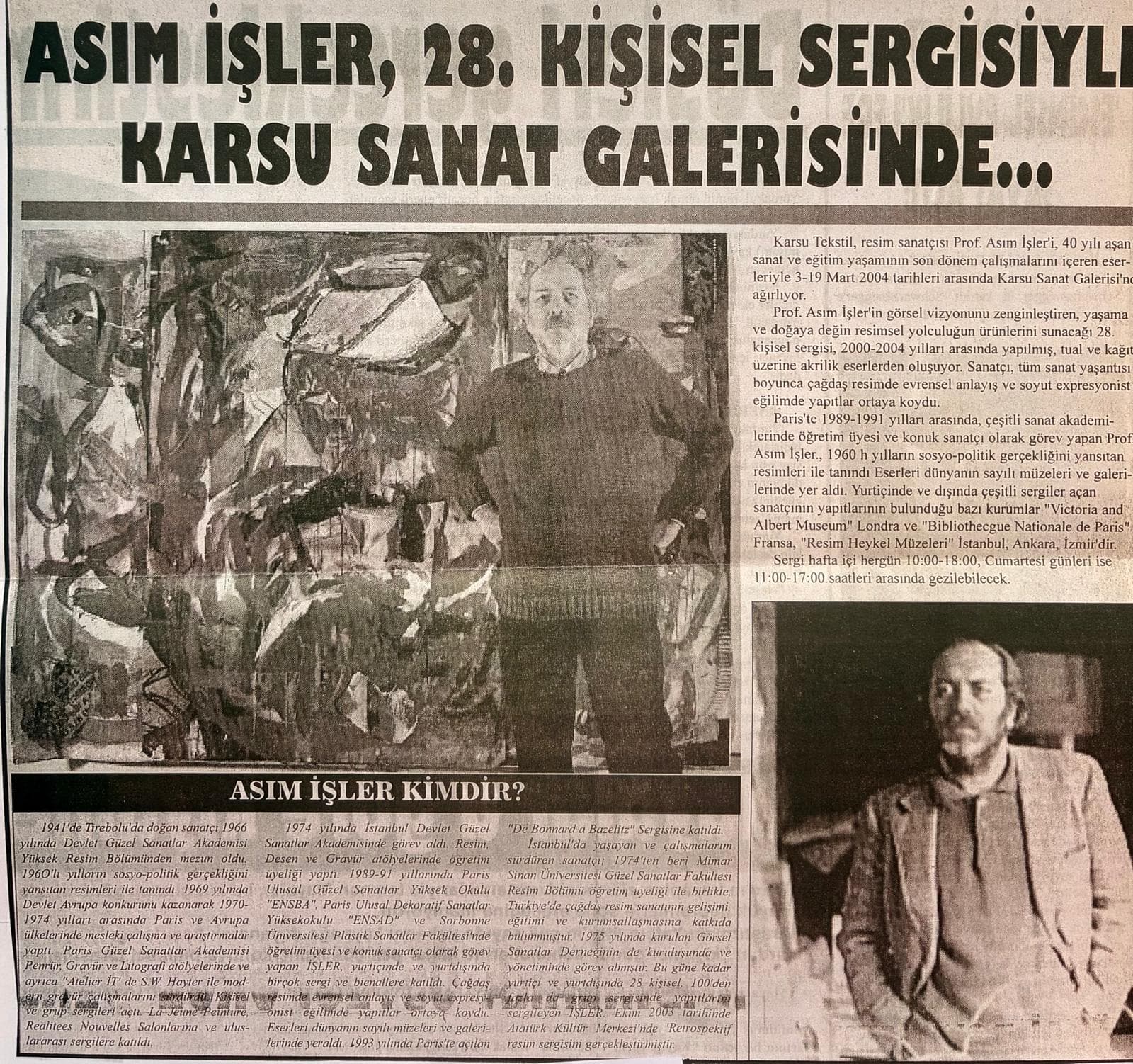 Asım İŞLER, Karsu Sanat Galerisi, Önce Vatan-Kültür Sanat, Şubat 2004