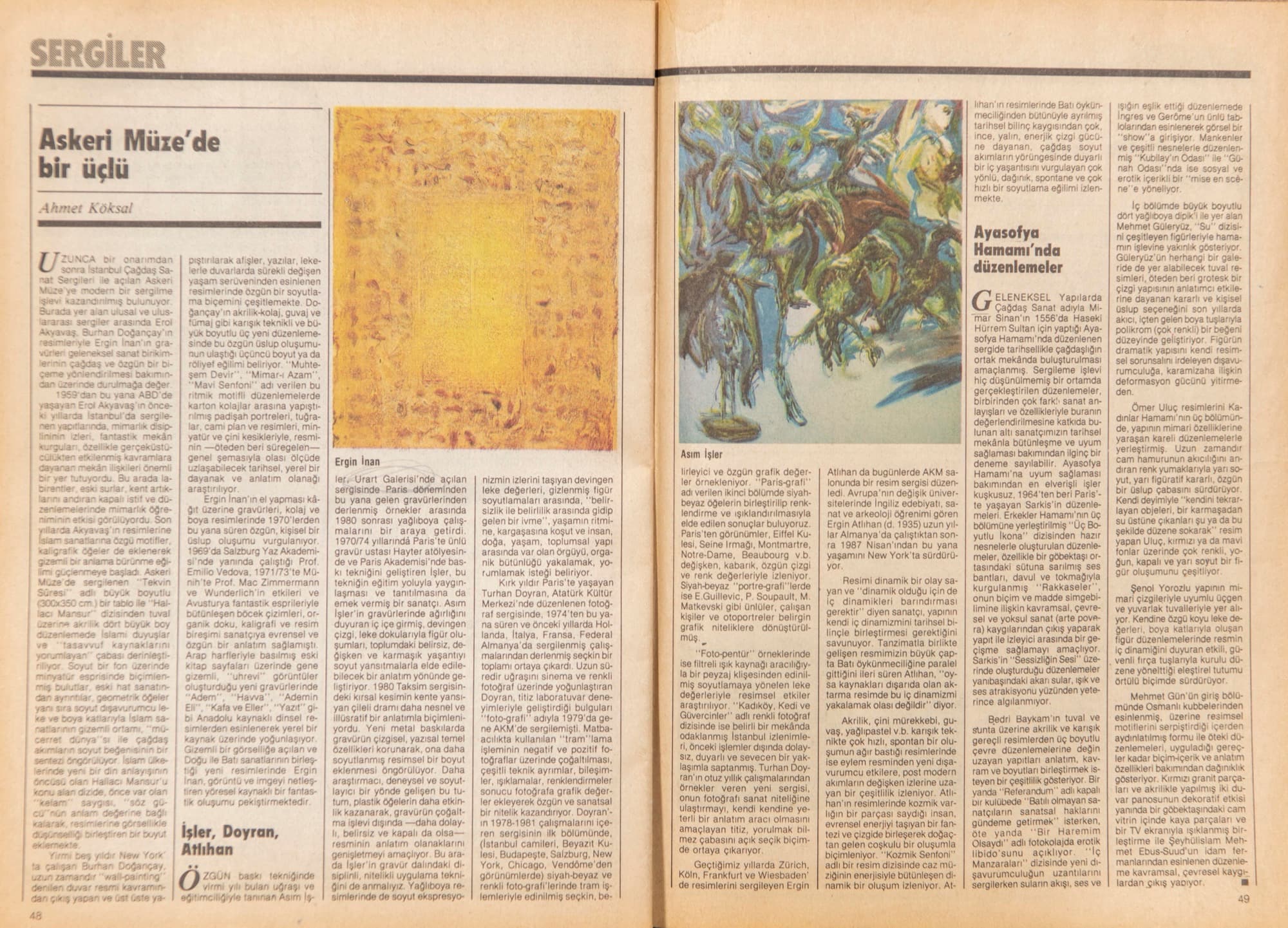 Askeri Müze^de bir üçlü:İşler,Doyran, Atlıhan", Ahmet Köksal