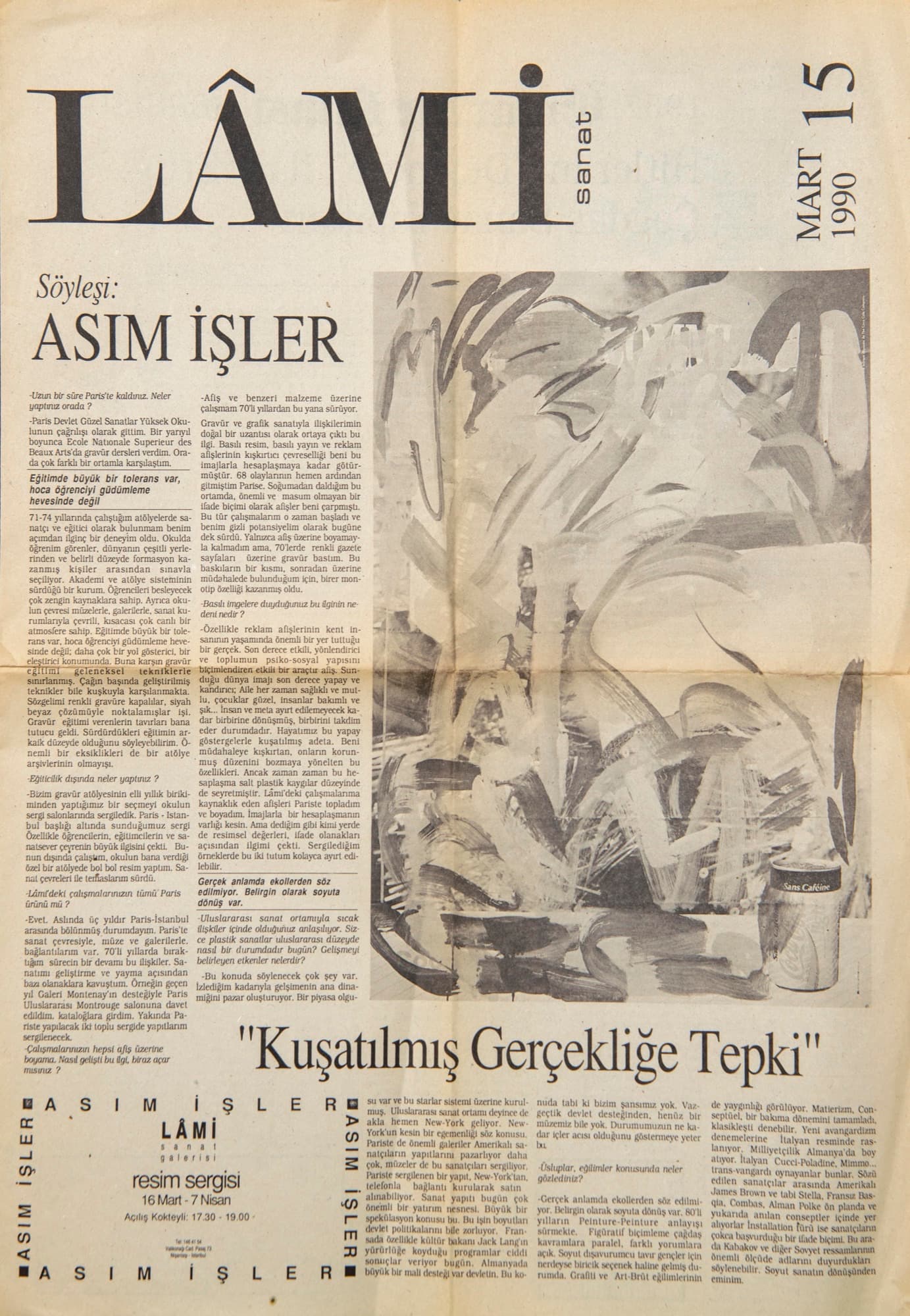 Söyleşi: ASIM İŞLER , LAMİ Sanat, Sayı 15, Mart 1990