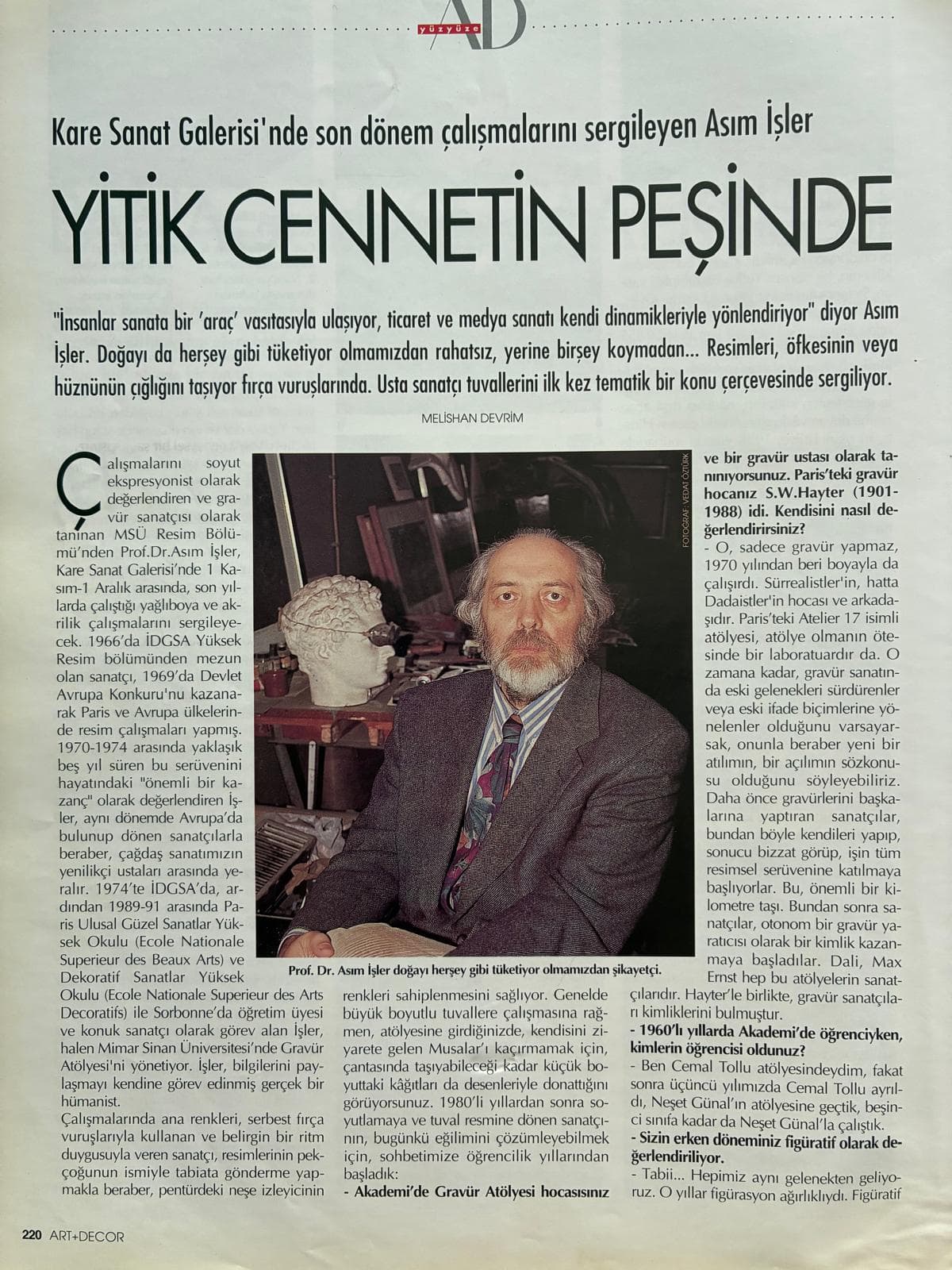 Yitik Cennetin Peşinde, Melishan Devrim, Art Decor, Kasım 2000